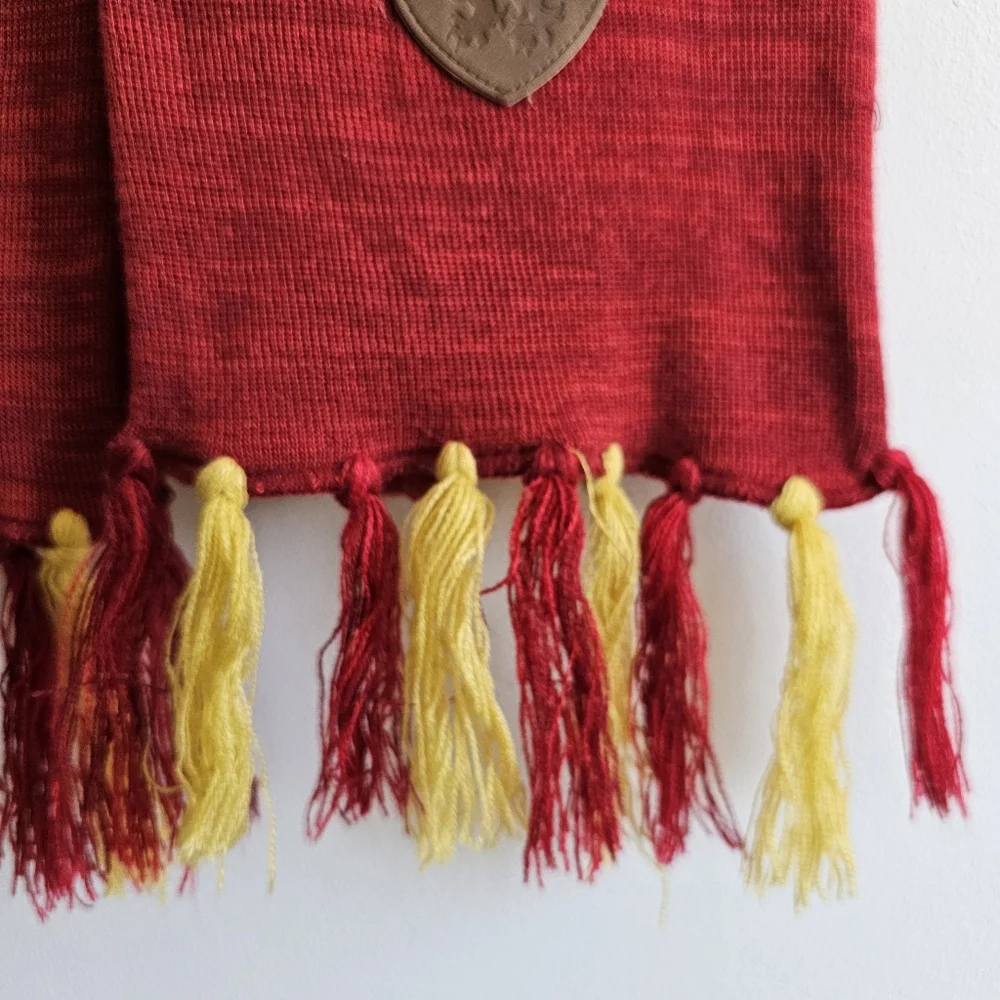 Harry Potter Gryffindor Striped Red Yellow Knit Neck Scarf  84” Fringe